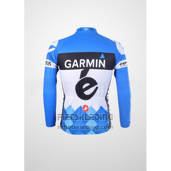 2012 Fietskleding Garmin Cervelo Wit en Azuur Lange Mouwen en Koersbroek